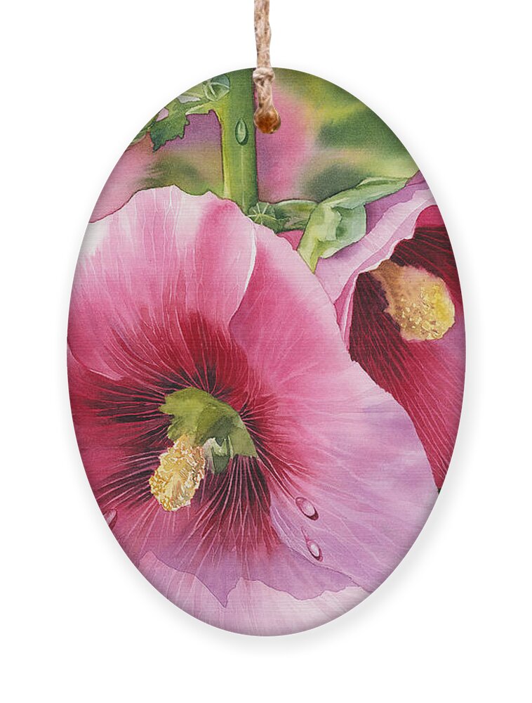 Hollyhock Ornament featuring the painting Hollyhock by Espero Art