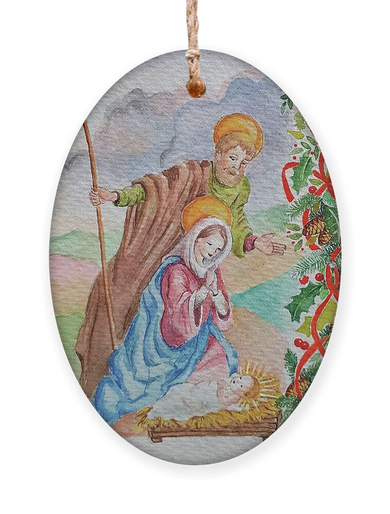 Merry Christmas Ornament featuring the painting Most Holy by Carolina Prieto Moreno