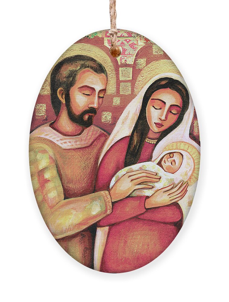 Holy Family Ornament featuring the painting Holy Family by Eva Campbell