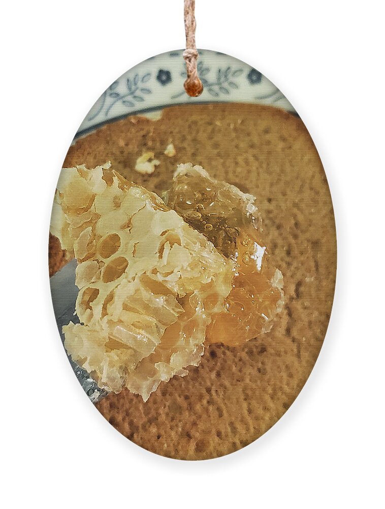 Food Ornament featuring the photograph Honeycomb by Annalisa Rivera-Franz
