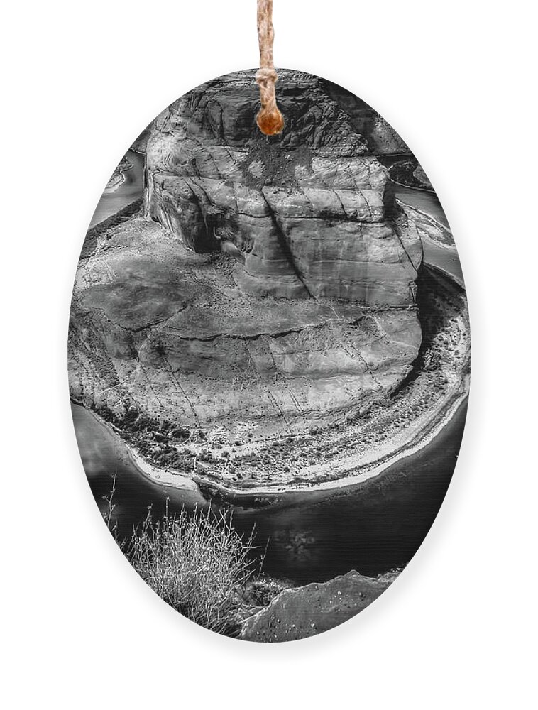 Horse Shoe Bend Ornament featuring the photograph Horse Shoe Bend BW by Michael Damiani