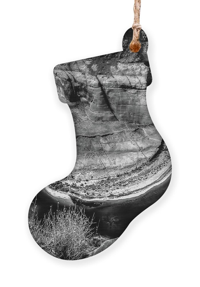 Horse Shoe Bend Ornament featuring the photograph Horse Shoe Bend BW by Michael Damiani
