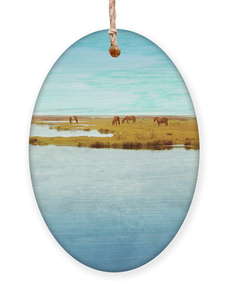 Maryland Ornament featuring the photograph Horses of Assateague by Mark Gomez