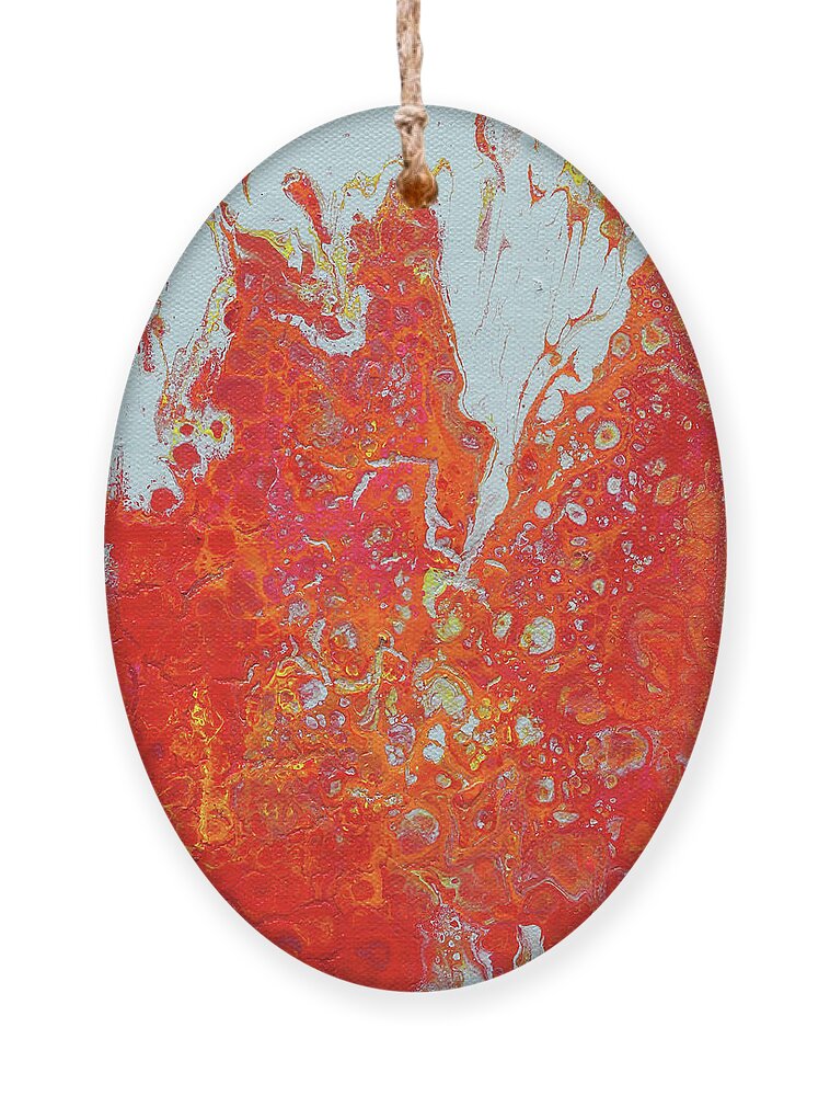 Fluid Ornament featuring the painting Hot Lava and Ice by Maria Meester