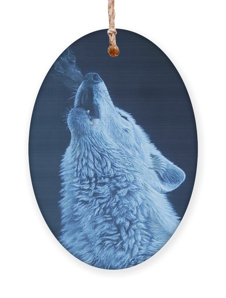 Wolf Ornament featuring the painting Howling Wolf by John Neeve