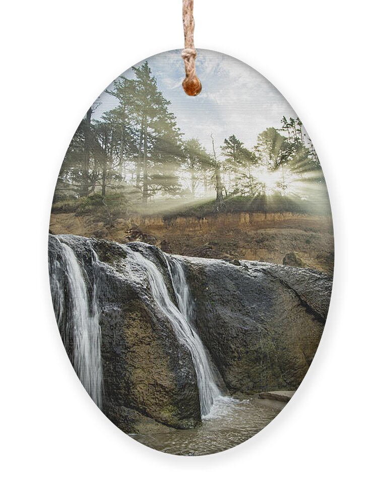 Hug Point Ornament featuring the photograph Hug Point Oregon by Wesley Aston