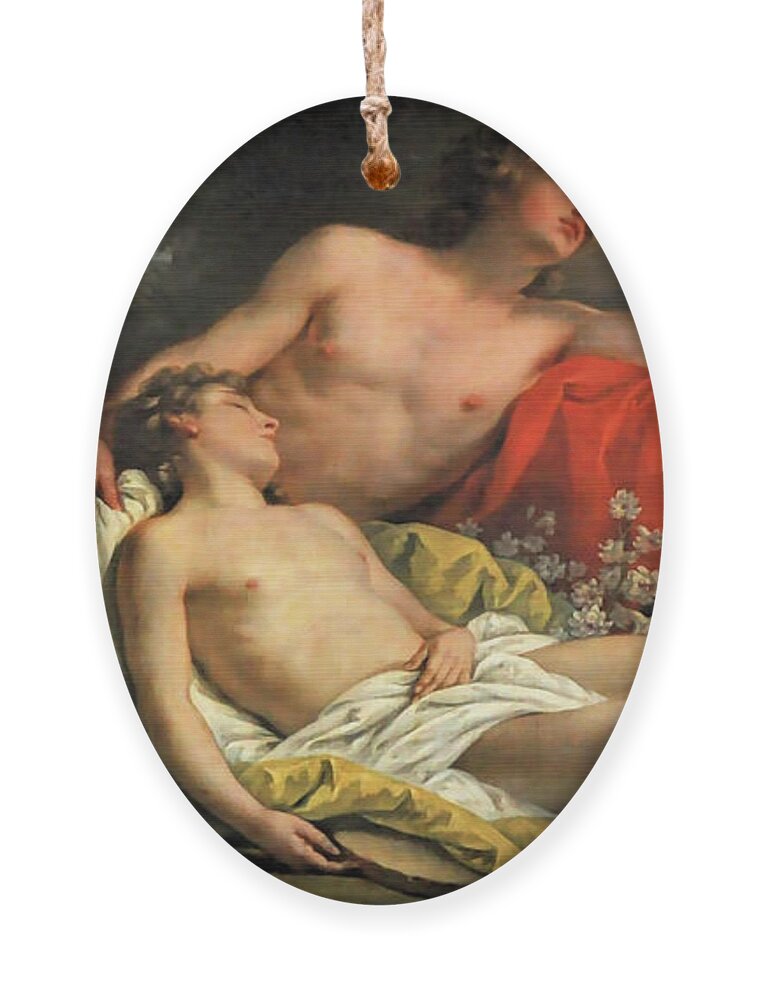 Nicolas Rene Jollain Ornament featuring the painting Hyacinth Changed into a Flower by Nicolas Rene Jollain the Younger