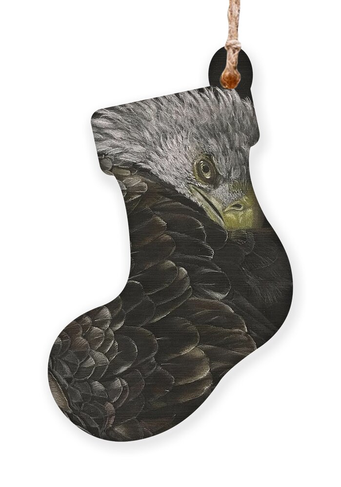 Eagle Ornament featuring the pastel I Dare You by Marlene Little