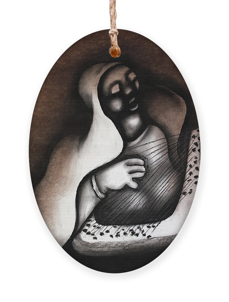 Moa Ornament featuring the painting I Hear An Angel by David Mbele