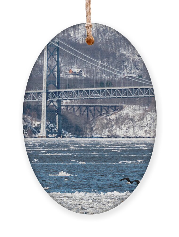 Bear Mountain Bridge Ornament featuring the photograph Ice Floe by Kevin Suttlehan