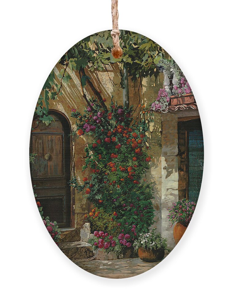 Landscape Ornament featuring the painting Fiori In Cortile #1 by Guido Borelli