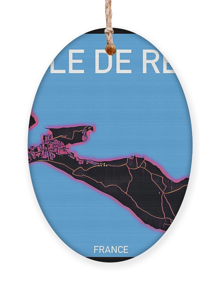 Ile De Re Ornament featuring the digital art Ile de Re Map by HELGE Art Gallery