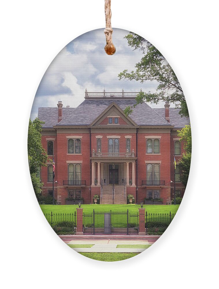 Illinois Governors Mansion Ornament featuring the photograph Illinois Governor's Mansion - Springfield, IL by Susan Rissi Tregoning