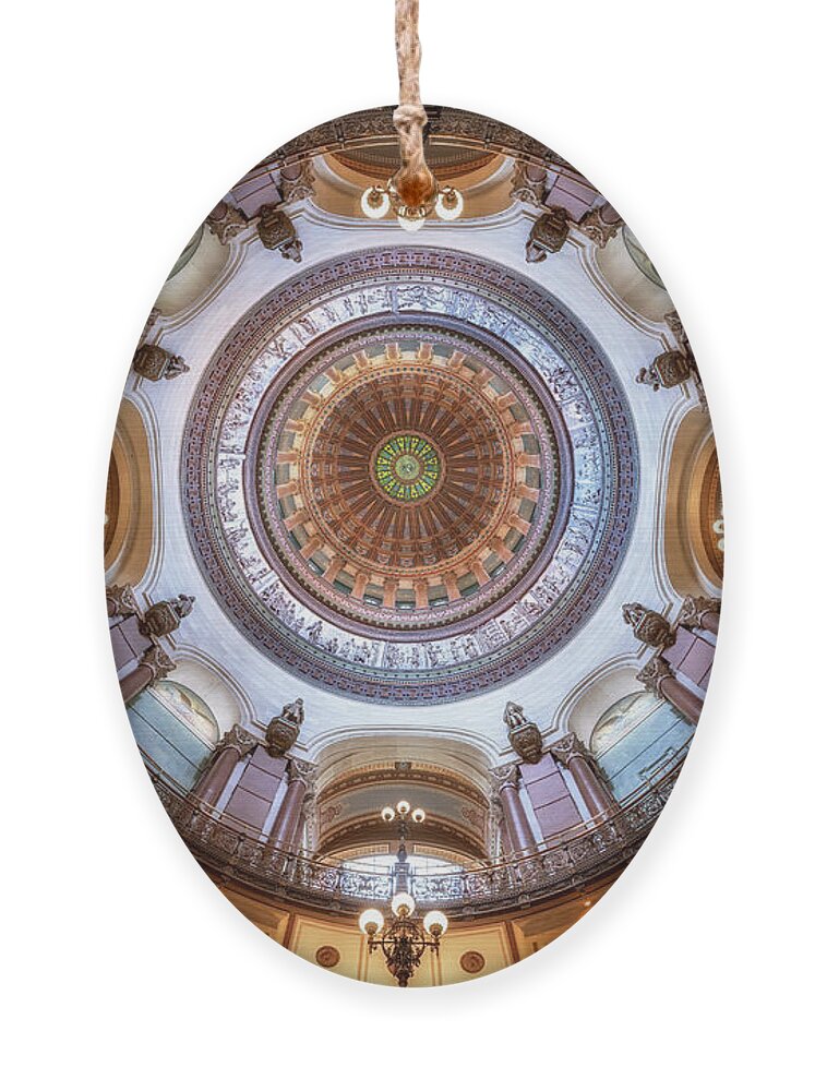 Illinois State Capitol Ornament featuring the photograph Illinois State Capitol Interior Dome by Susan Rissi Tregoning