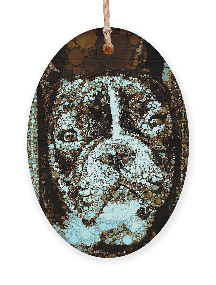 Frenchie Ornament featuring the mixed media I'm Innocent I Tell Ya by Susan Maxwell Schmidt