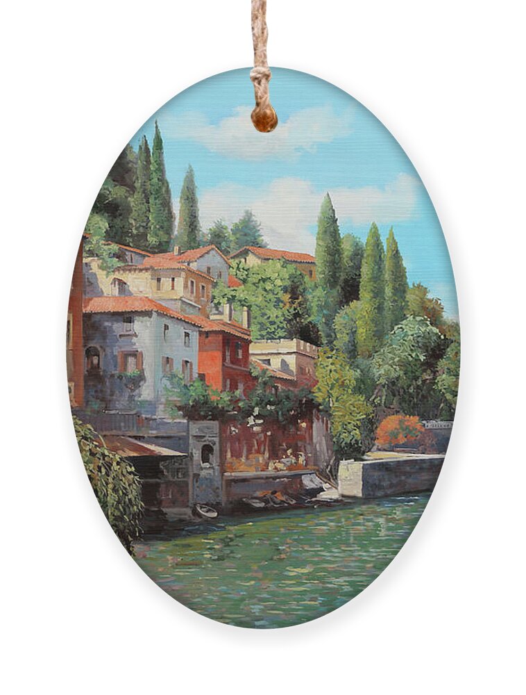 Lake Como Ornament featuring the painting Impressioni Del Lago by Guido Borelli