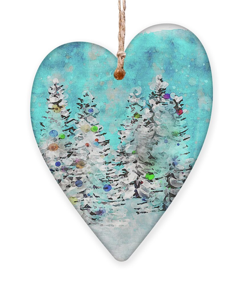 Trees In Snow Ornament featuring the digital art In Celebration of Snow by Peggy Collins