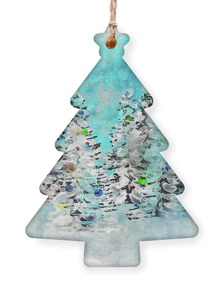 Trees In Snow Ornament featuring the digital art In Celebration of Snow by Peggy Collins