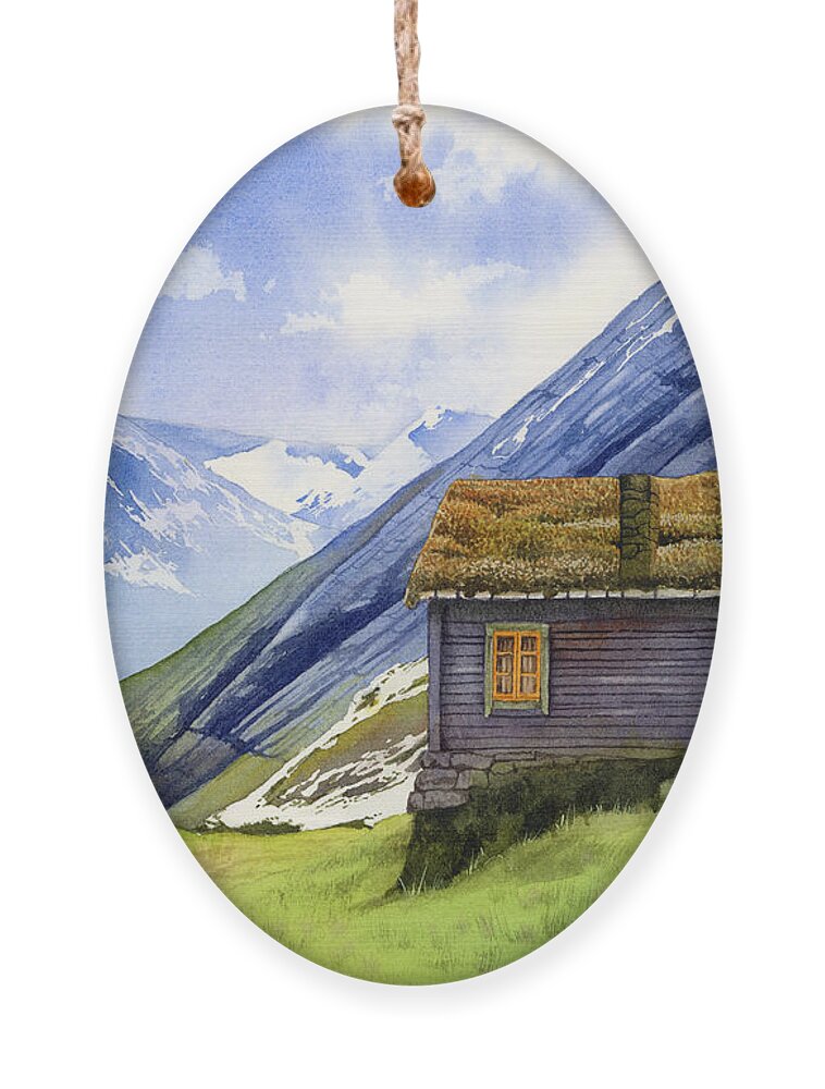Mountains Ornament featuring the painting In the Mountains by Espero Art