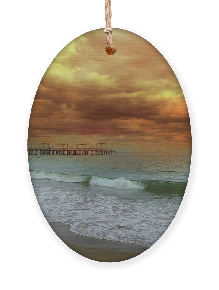 Coney Island Ornament featuring the photograph Incoming Tide by Cate Franklyn