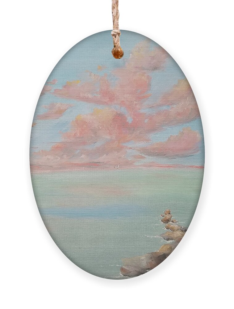 Beach Ornament featuring the painting Indelible Day by Judith Rhue