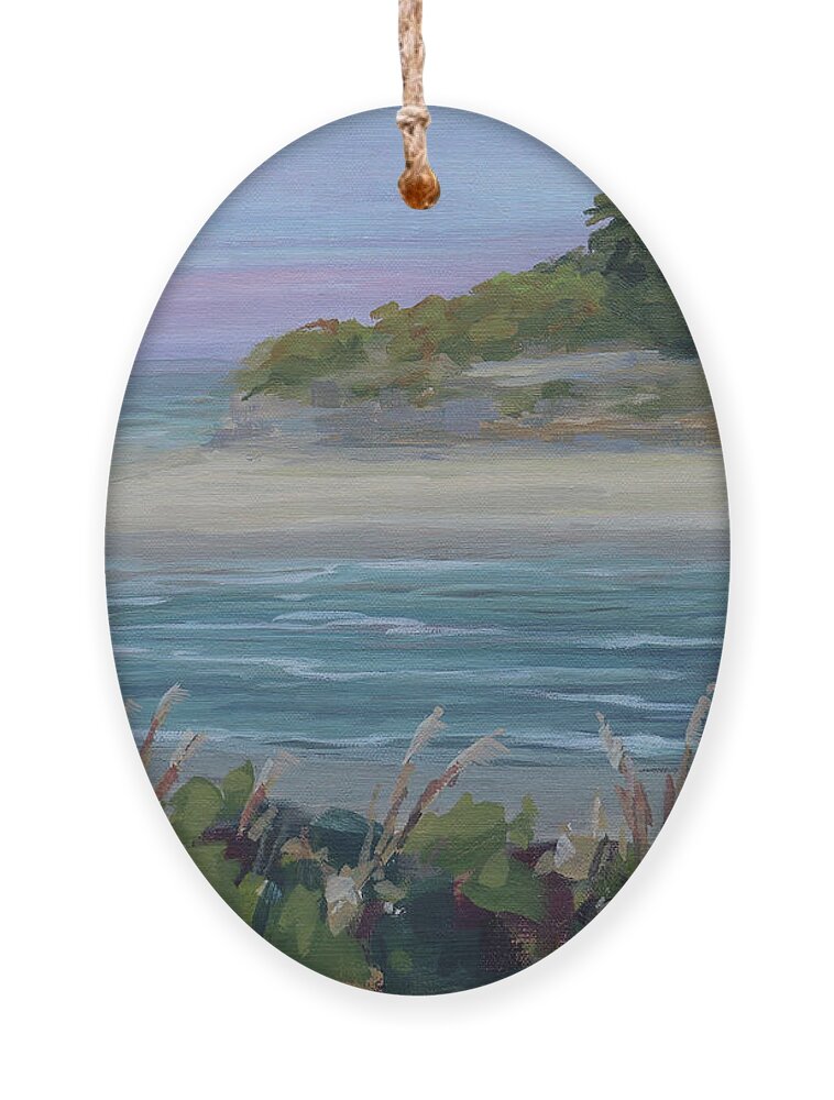 Oregon Ornament featuring the painting Inlet - Oregon Coast Painting by Karen Ilari