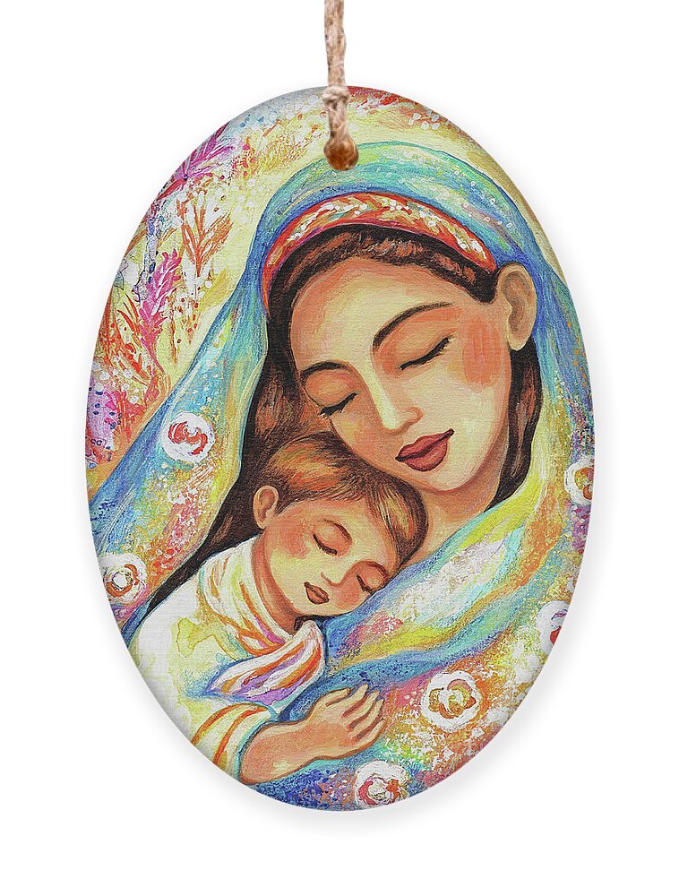 Mother And Child Ornament featuring the painting Inner Silence by Eva Campbell