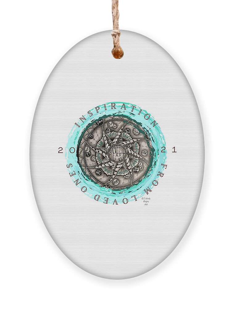Mandala Ornament featuring the mixed media Inspiration from Loved Ones Teal Mandala by Brenna Woods