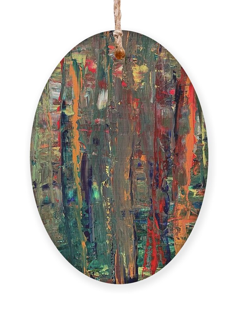 Abstract Ornament featuring the painting Into the Woods 1 by Teresa Moerer