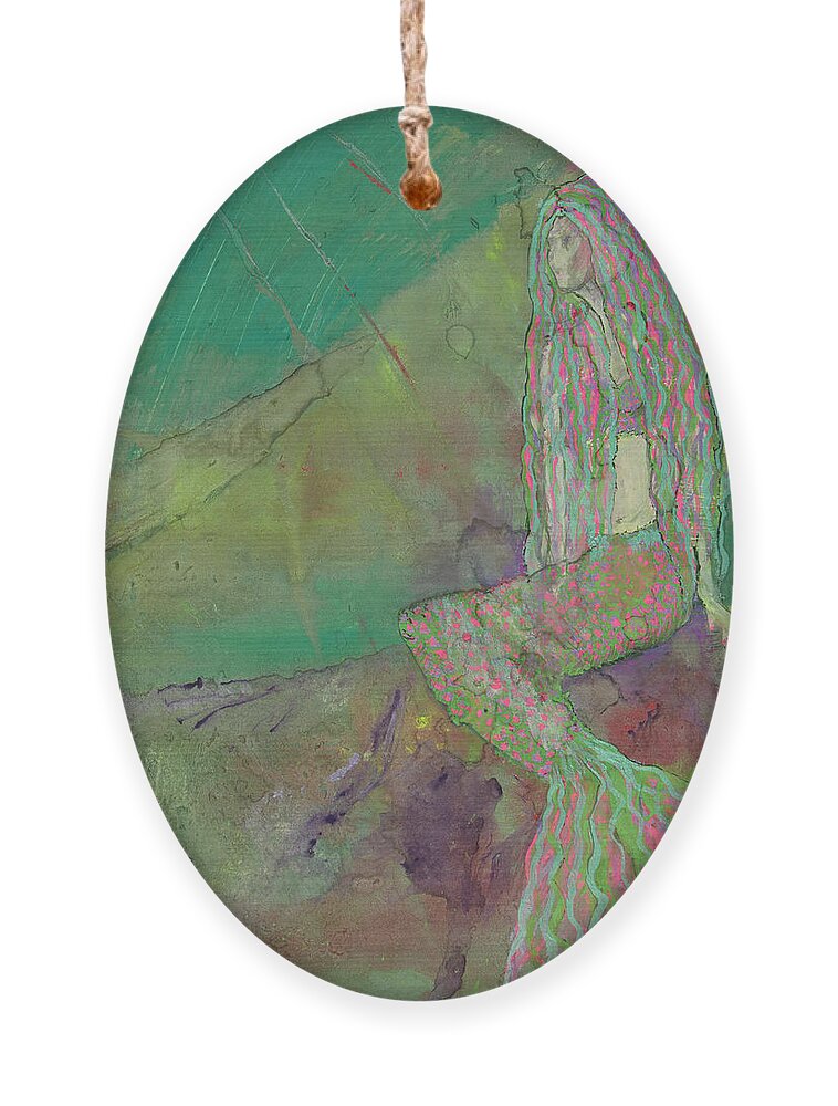 Mermaid Ornament featuring the painting Island Time by Tessa Evette