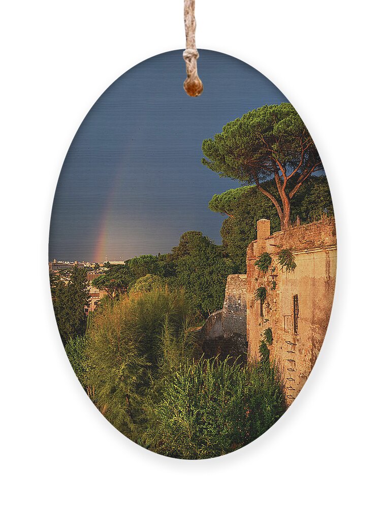  Ornament featuring the photograph Italian Vacations - Rome Historic Center - Rainbow by Jenny Rainbow