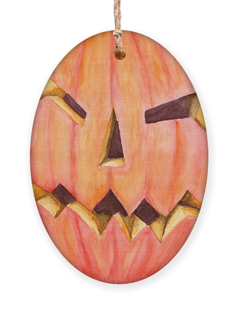 Pumpkin Ornament featuring the painting Jack O Lantern by Katrina Gunn