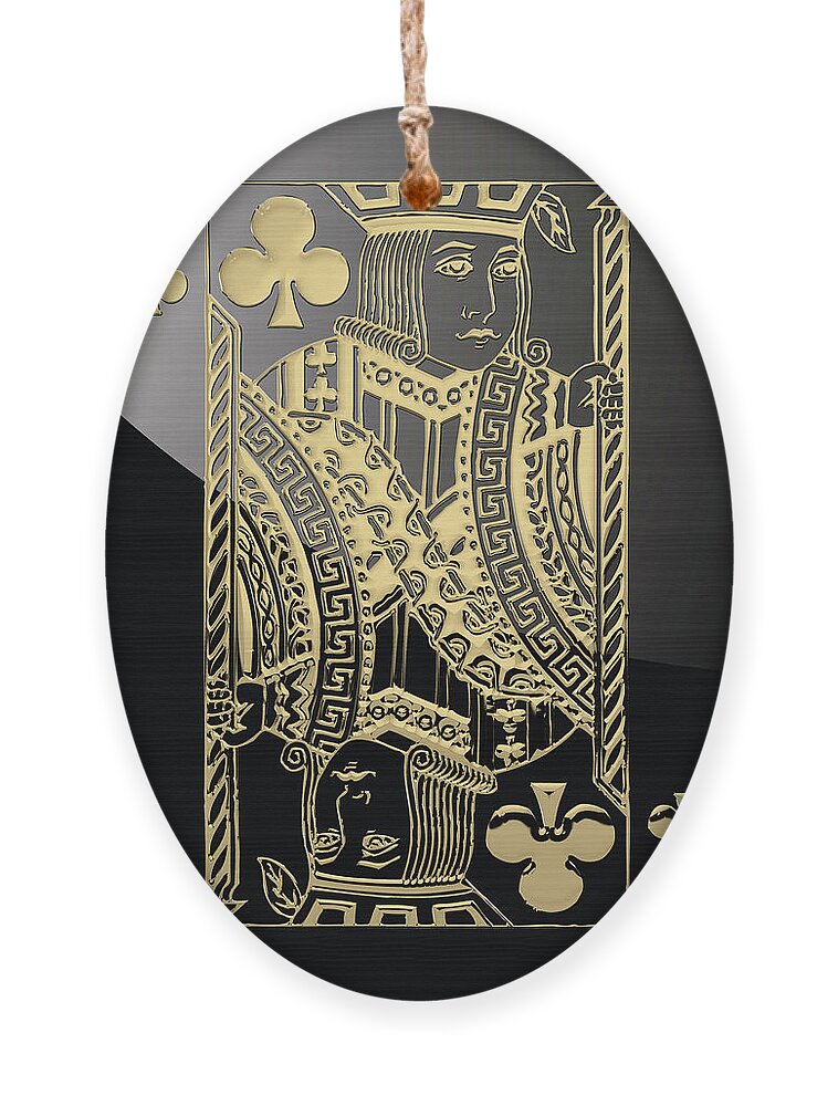 'gamble' Collection By Serge Averbukh Ornament featuring the digital art Jack of Clubs in Gold over Black by Serge Averbukh