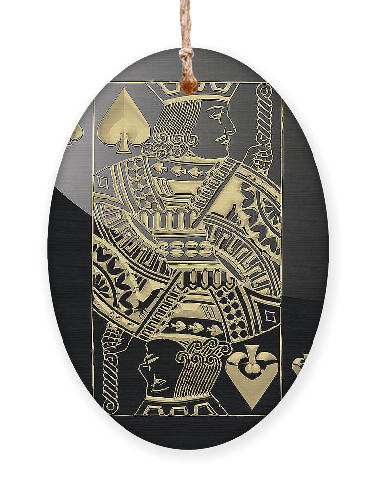 'gamble' Collection By Serge Averbukh Ornament featuring the digital art Jack of Spades in Gold over Black by Serge Averbukh