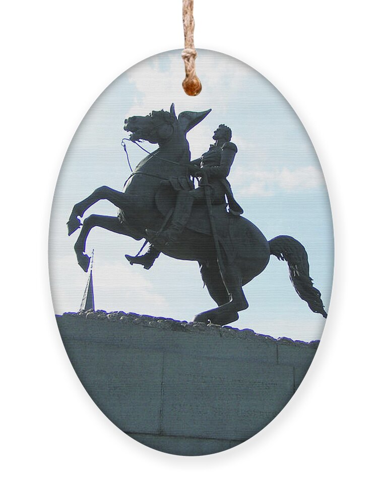 Taken In Jackson Square In The French Quarter Ornament featuring the photograph Jackson's Statue by Heather E Harman