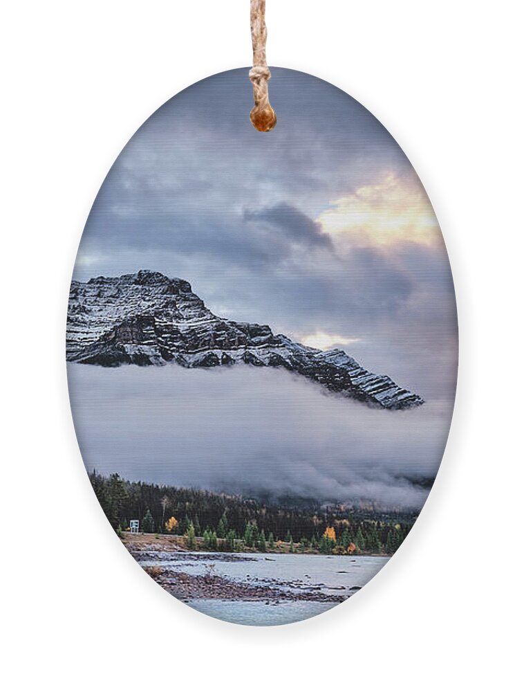 Cloud Ornament featuring the photograph Jasper Mountain In The Clouds by Carl Marceau