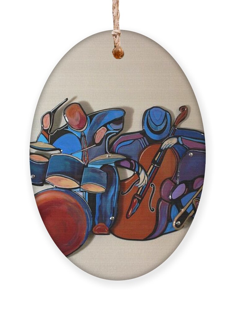 Music Ornament featuring the mixed media Jazz Ensemble IV by Bill Manson