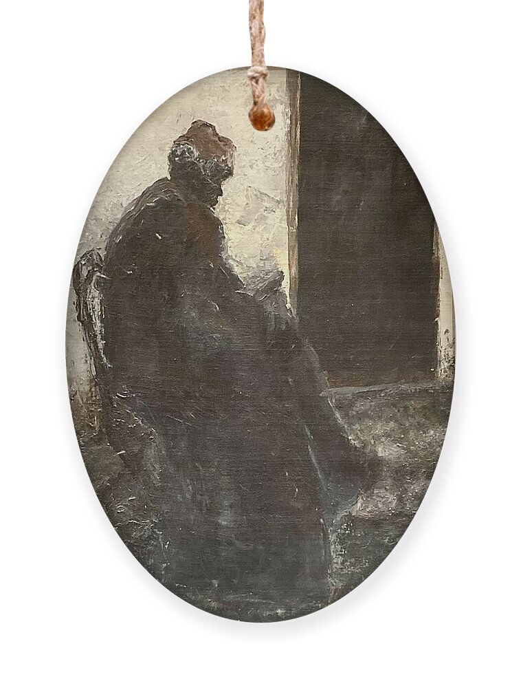 Figure Ornament featuring the painting Jerusalem Elder by David Euler