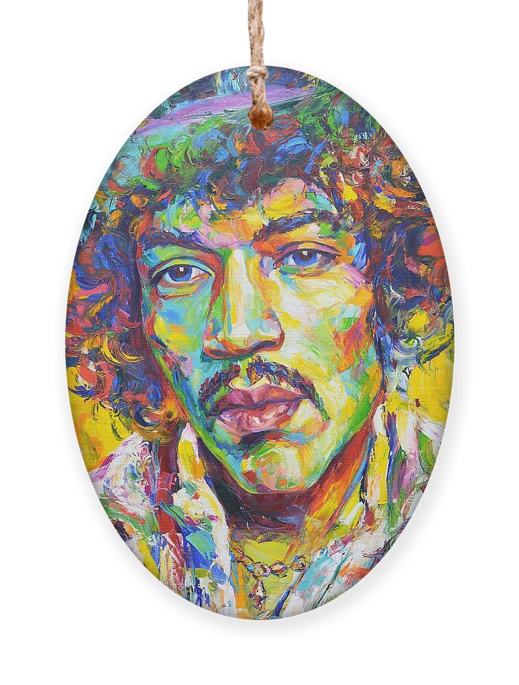 Jimi Hendrix Ornament featuring the painting Jimi Hendrix by Iryna Kastsova