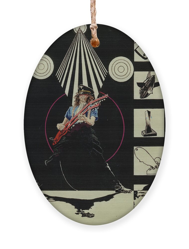 Colored Pencil Ornament featuring the drawing Jimmy Page Live by Sean Connolly