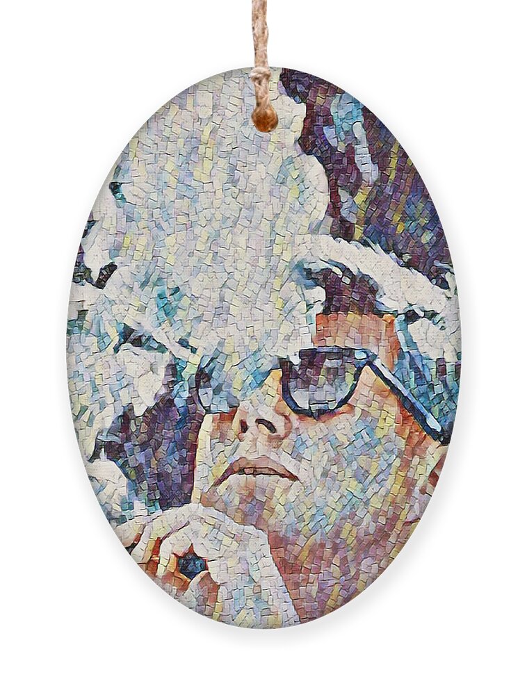 President Ornament featuring the painting John F Kennedy Cigar and Sunglasses Painting 2 by Tony Rubino