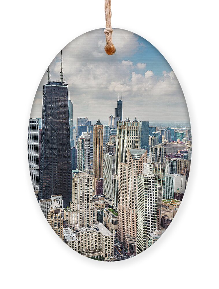 3scape Ornament featuring the photograph John Hancock Building in the Gold Coast by Adam Romanowicz
