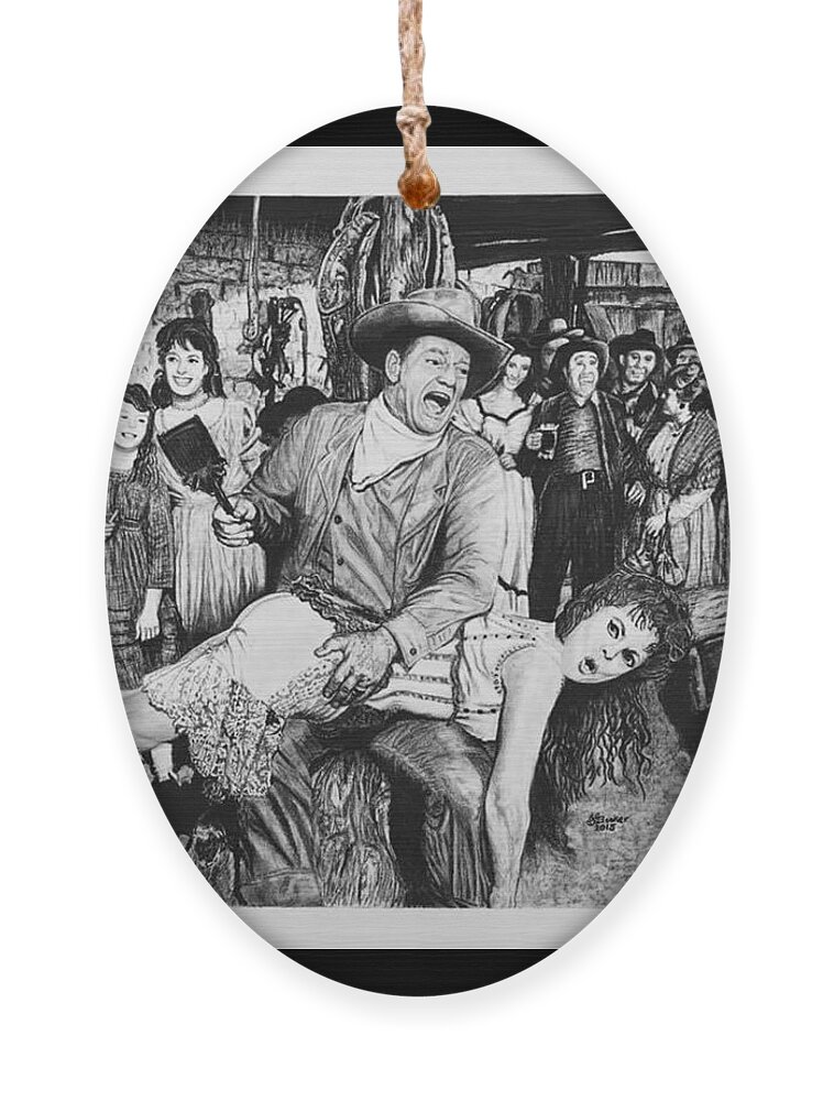 John Wayne spanks Maureen OHara by GG Ornament by GG Banks - Pixels