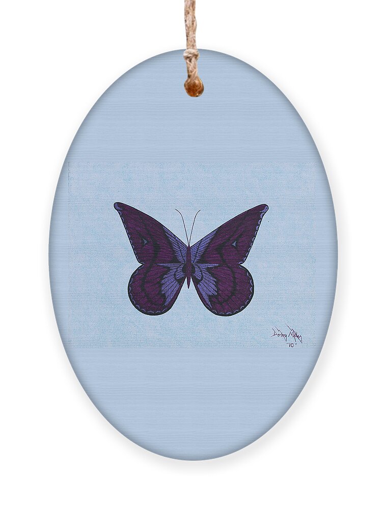 Butterfly Ornament featuring the painting Joy's Purple Butterfly by Doug Miller
