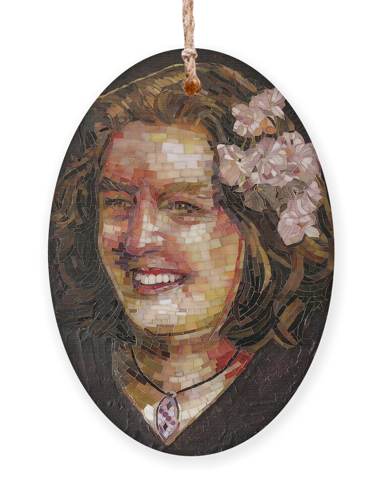 Mosaic Ornament featuring the glass art Judith, mosaic portrait by Adriana Zoon