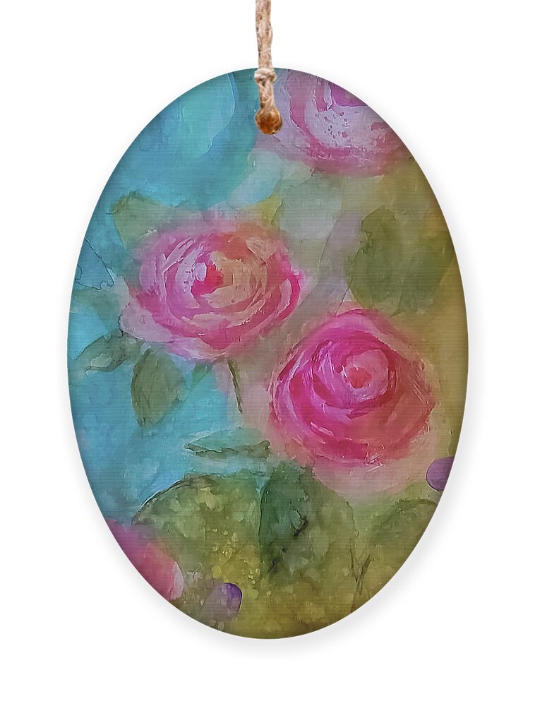 Rose Ornament featuring the painting Just a Quick Rose Painting by Lisa Kaiser