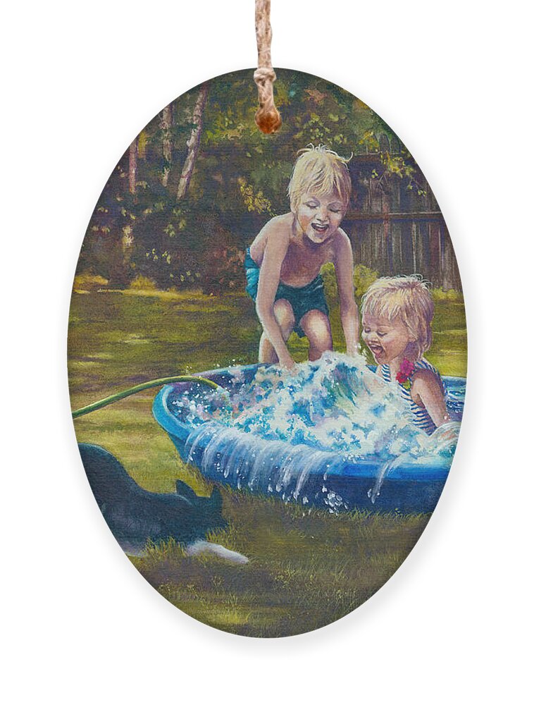 Swimming Ornament featuring the painting Just Add Water by Jill Westbrook
