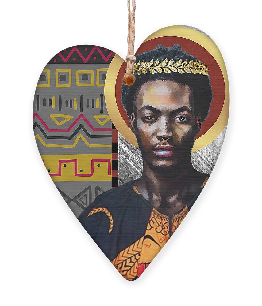 Black Art Ornament featuring the mixed media Kader by Canessa Thomas