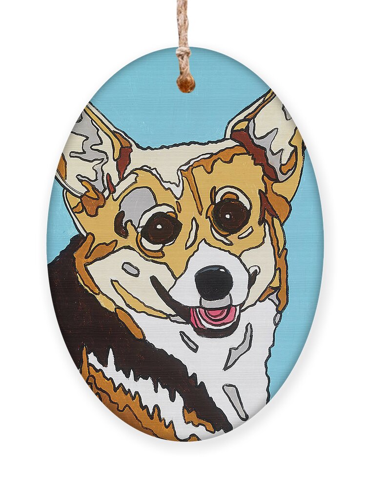 Corgi Dog Pet Ornament featuring the painting Katerina by Mike Stanko