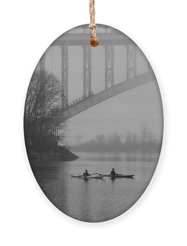 Kayak Ornament featuring the photograph Kayaks on Spuyten Duyvil by Cole Thompson